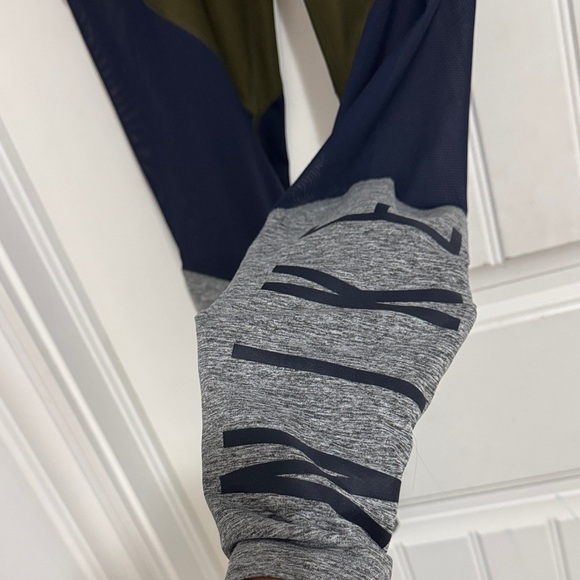 Nike women's Olive Navy mesh and grey Leggings - Picture 4 of 5
